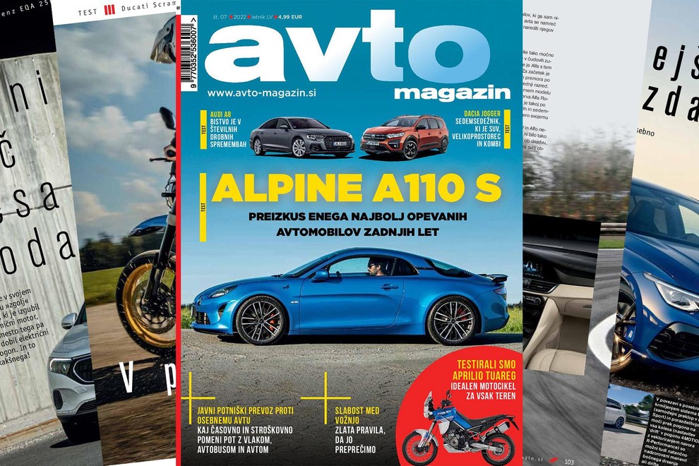 Izšel je novi Avto magazin: kako se lotiti slabosti med vožnjo, kateri je najcenejši način motoriziranega prevoza ... testi: Alpine A110 S, Dacia Jogger ...